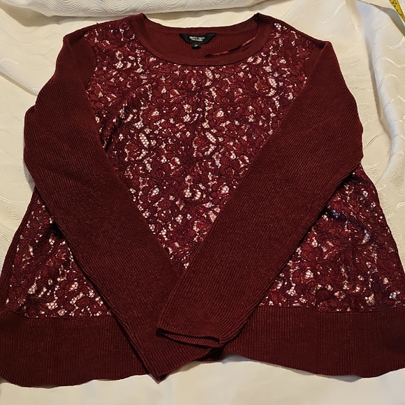 Simply Vera Vera Wang Sweaters - Simply Vera Vera Wang Maroon Lace Overlay Sweater Womans Medium